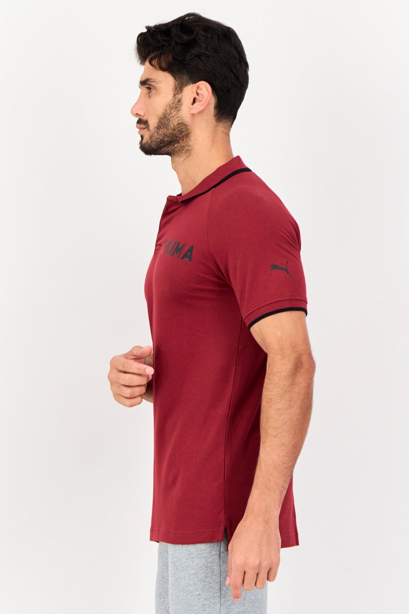 PUMA تي شيرت بولو رياضي للرجال بأكمام قصيرة، خارجي، لون مارون - Image 4